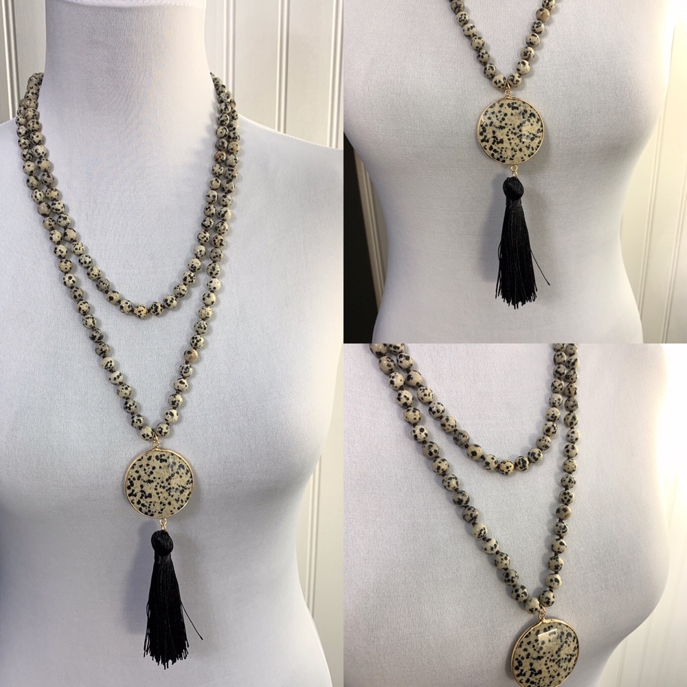 50 Inch Long Beaded Necklace w Tassel NWT